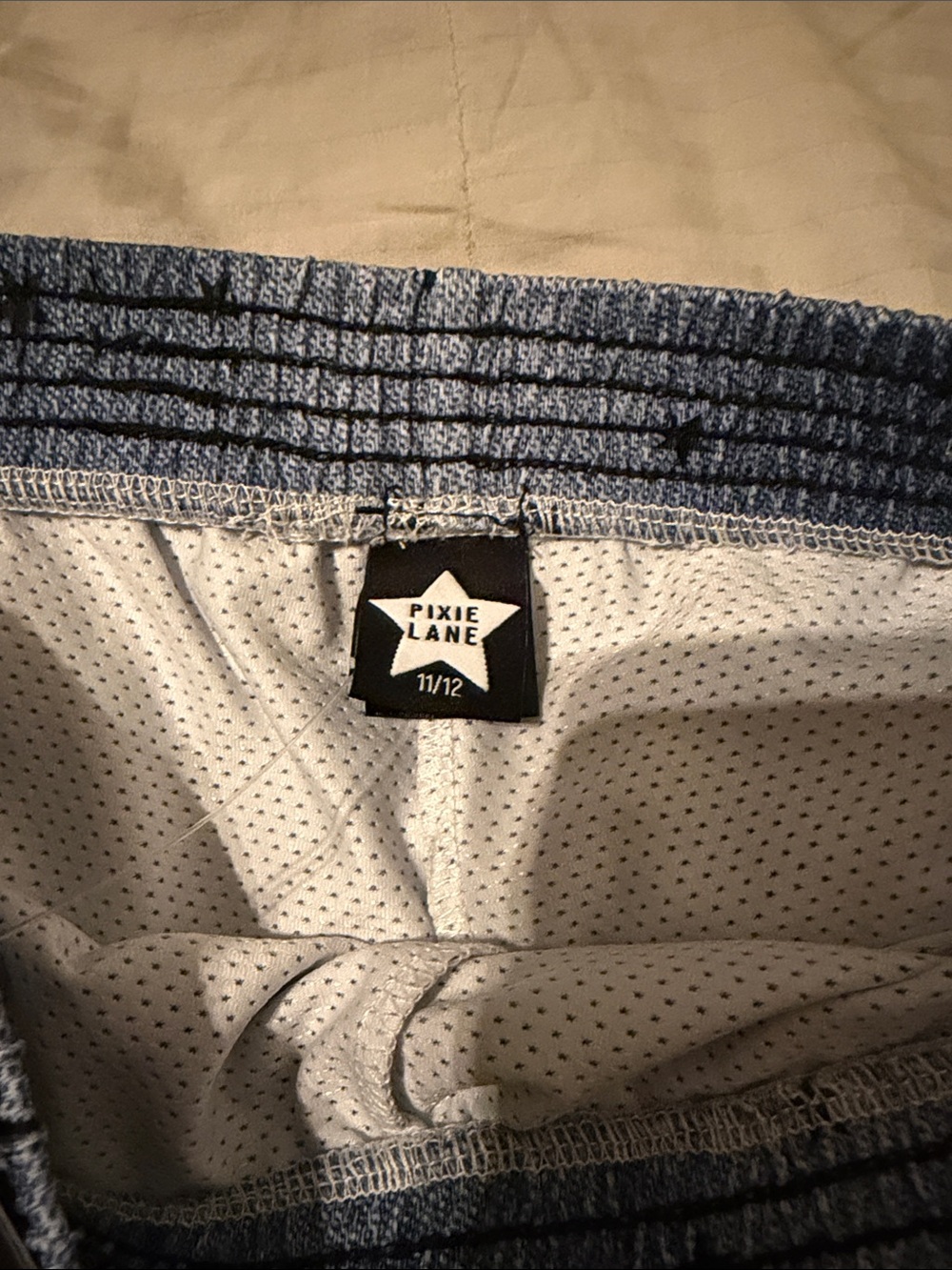 Pixie Lane Girls' Denim-Effect Blue Star Print Pull-On Shorts - Picture 2 of 2